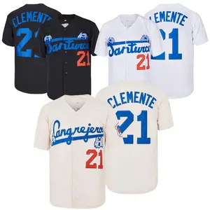Men's Santurce Crabs #21 Roberto Clemente Baseball Jersey, Letter Embroidery souvenir Jersey，Training Match Sports Shirt, Matching Jersey, Male