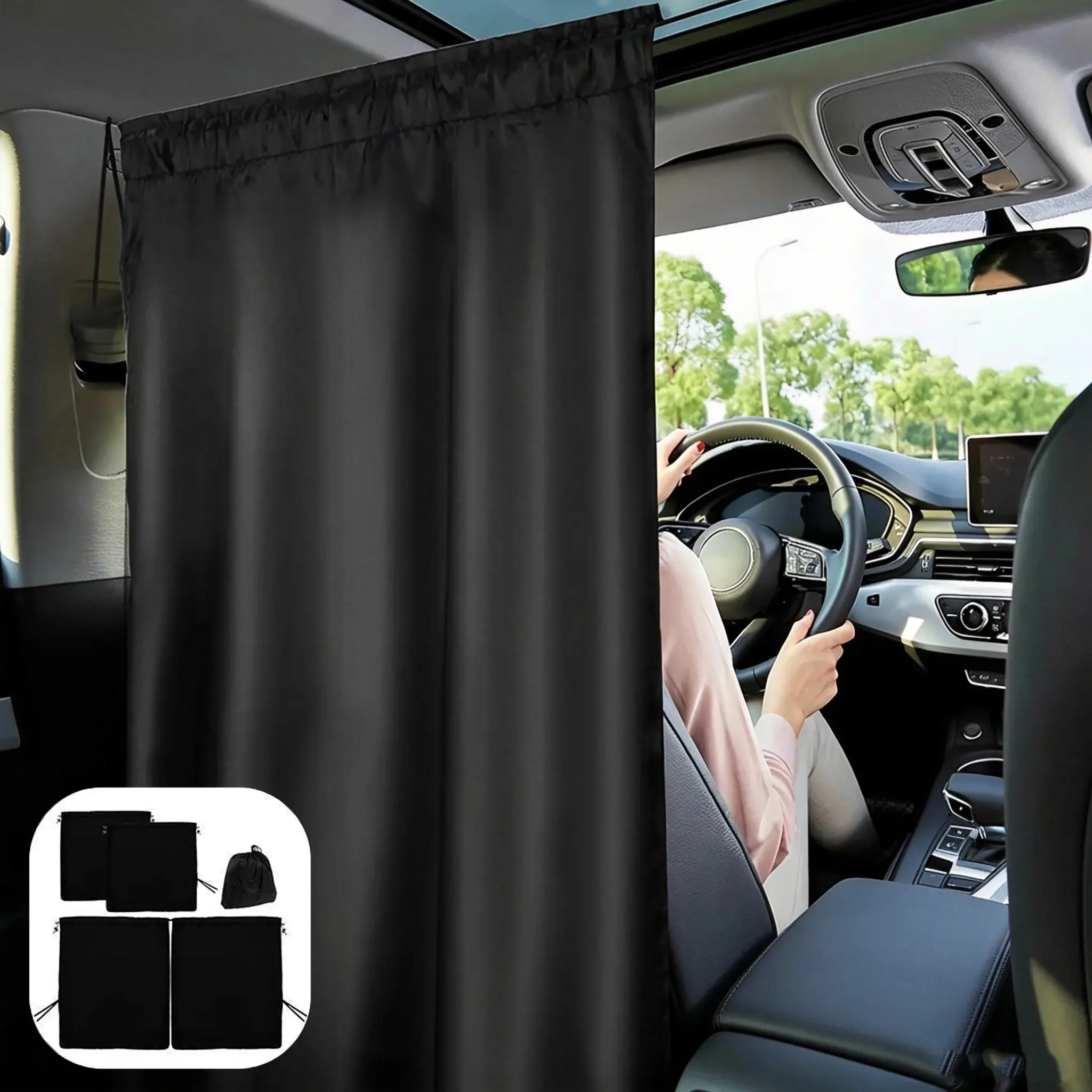 3-Piece Set, Universal Thick Car Curtain Set, Car Privacy Curtain Set - Travel, Camping, And Sleep Blackout Curtains - Easy To Install And Maximum Privacy Light Blocking Sunshade