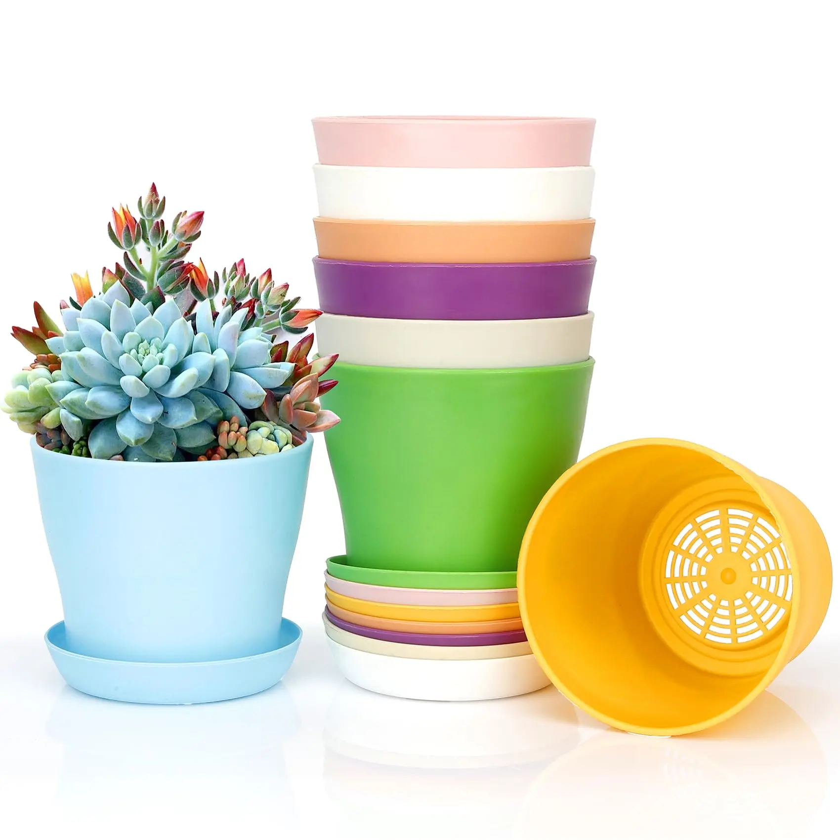 8 Pcs Plant Pots,Flower Pots,Plastic Pots for Plants,Nursery Pots,Succulent Pots,Planters for Indoor Plants,Herb Garden Planter,Small Plant Pots,Mini Flower Pots,Cute Plant Pots
