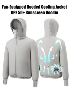 Summer Men's Fan Cooling Hooded Jacket, Upf50+ Sun Protection, No Battery Included, Running Fitness, Outdoor Sports, Travel, Unisex