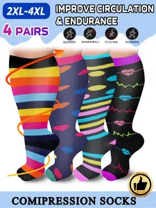 Women's Plus Size Compression Socks, Sports Running Socks for Circulation, Nurses, Pregnant Women, Sports Socks for Women, Compression Athletic Socks