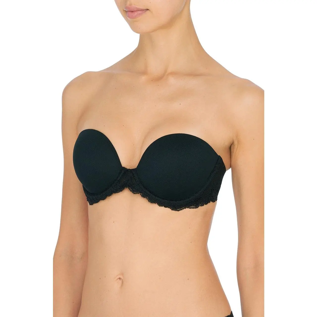 Women's Feather Lace Strapless Plunge Bra - Convertible Multi-Way Design with Mesh Lining and Removable Halter Straps, Removable Strap, Spandex, Feathers, Lycra Spandex, Plunge Neck, Thong, Comfortable, Lacy, Fabric, Mesh Nylon, Hook-And-Eye, 32Dd