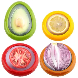 Food Saver Set, Avocado, Tomato, Onion, and Lemon Stretch Pods, Silicone, One Size, 4 Count