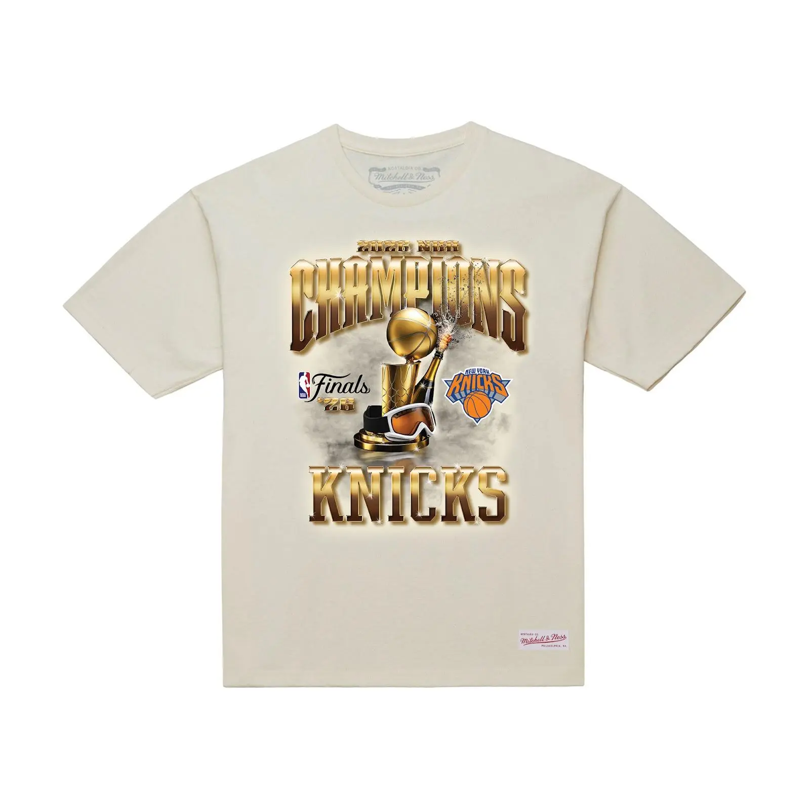 New York Knicks Cream 2026 NBA Finals Champions T-Shirt Throwback Tee Graphic Vintage Fan Gear Mitchell & Ness