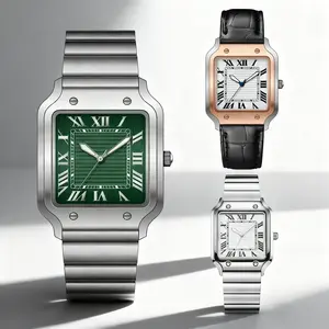 Men's Square Face Watch with Roman Numerals, Casual Analog Wristwatch