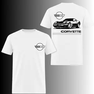 Corvette C4 Vintage Sports Car T-Shirt, 2 Sides, Chevrolet Racing Muscle Graphic Tee