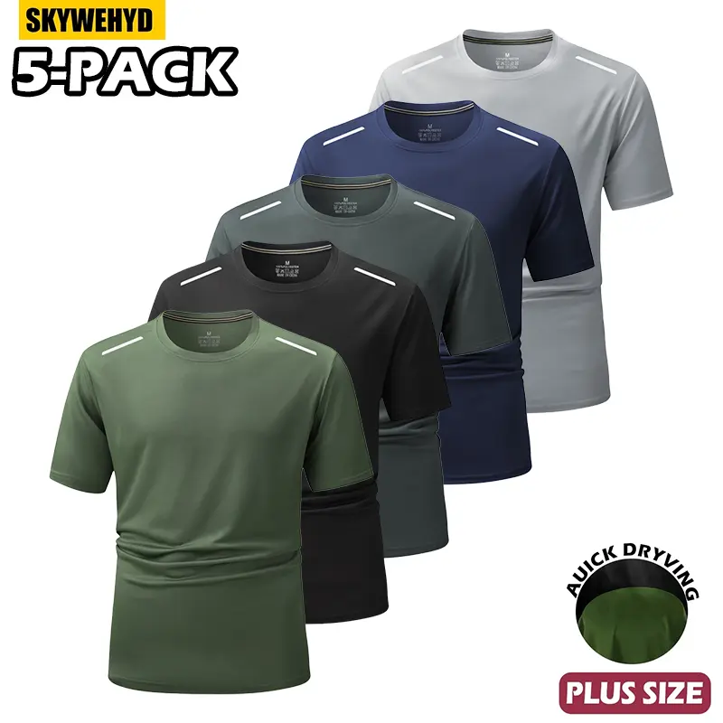 Men’s summer quick-dry sports T-shirt, breathable short-sleeve top for fitness and running, suitable for everyday wear; a versatile athletic casual style with a basic crew neck fit—simple and easy to pair. It works well with sweatpants or casual pants, fi