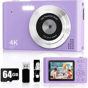 Digital Camera, 44MP  1080P Point and Shoot Camera with 64GB Card, Anti Shake 16X Zoom Compact Volg Cameras, Portable Small Digicam  for , Ages Teen Girl Boy -