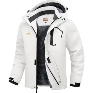 Men's Ski Jacket Winter Warm Water Resistant Windproof Snow Coat with Hood, Fleece Lined Snowboard Jacket for Mountain Hiking, Camping and Outdoor Cold Weather Activities