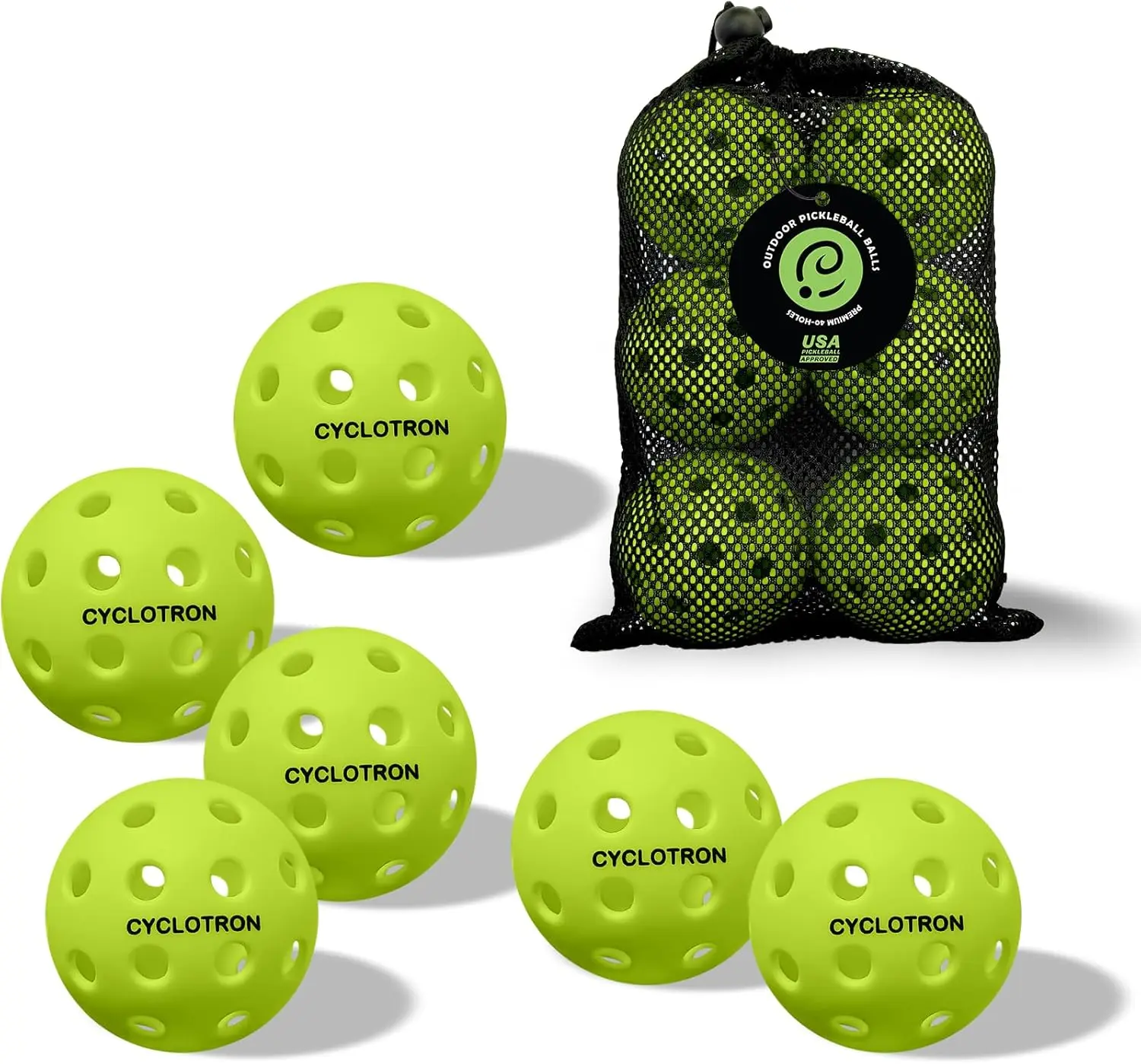 Pro Competition Pickle Ball 6-Pack - USAPA Approved 40-Hole Outdoor Balls, Seamless TPE Construction for Durability, Consistent Flight, High Visibility