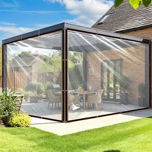 2 PCS Upgraded 10x13 FT Clear Waterproof Tarp for US Homes PE Transparent Tarpaulin Cover for Garden Patio Lawn Plants Greenhouse or Barn Winter & Snow Protection waterproof tarp cover