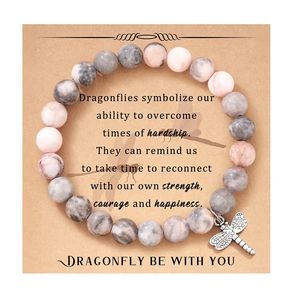Dragonfly Bracelet Gifts for Women Daily Clothing Decor Natural Stone Charm Bracelets for Daughter Friend Gifts