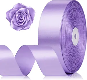 1-1/2 Inch 100 Yards Light Purple Satin Ribbon, Lavender Solid Fabric Ribbon Roll for Flower Bouquet,  Wrapping, Roses Making, Handmade Crafts