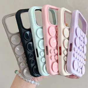 Creative Suction Cup Stand Silicone Case with a Skin-Like Feel, Liquid Silicone Anti-Drop Phone Case Suitable for Iphone 17 Pro Max, 17 Air, 17 Pro, 17, 16 Pro Max, 16 Pro, 16, 15 Pro Max, 15, 14 Pro Max, 14, 13.