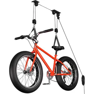 Hoist, Heavy Duty Ebike Lift Pulley System for Garage Ceiling Overhead Storage for Bicycle, Ladders, Snowboard, Holds Up to 85 lbs Capacity, Fit 10-16 Foot High Ceilings