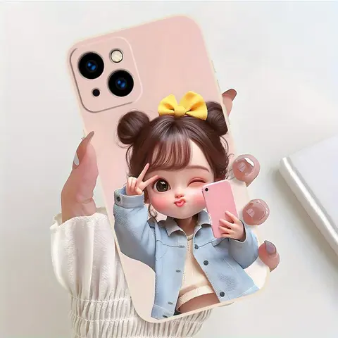 Cartoon cute girl pattern, shockproof protective cover, suitable for iPhone 17 18Promax 16 15 14 13 12 11 XS X and other series mobile phone cases, suitable for gifts for boyfriends and girlfriends
