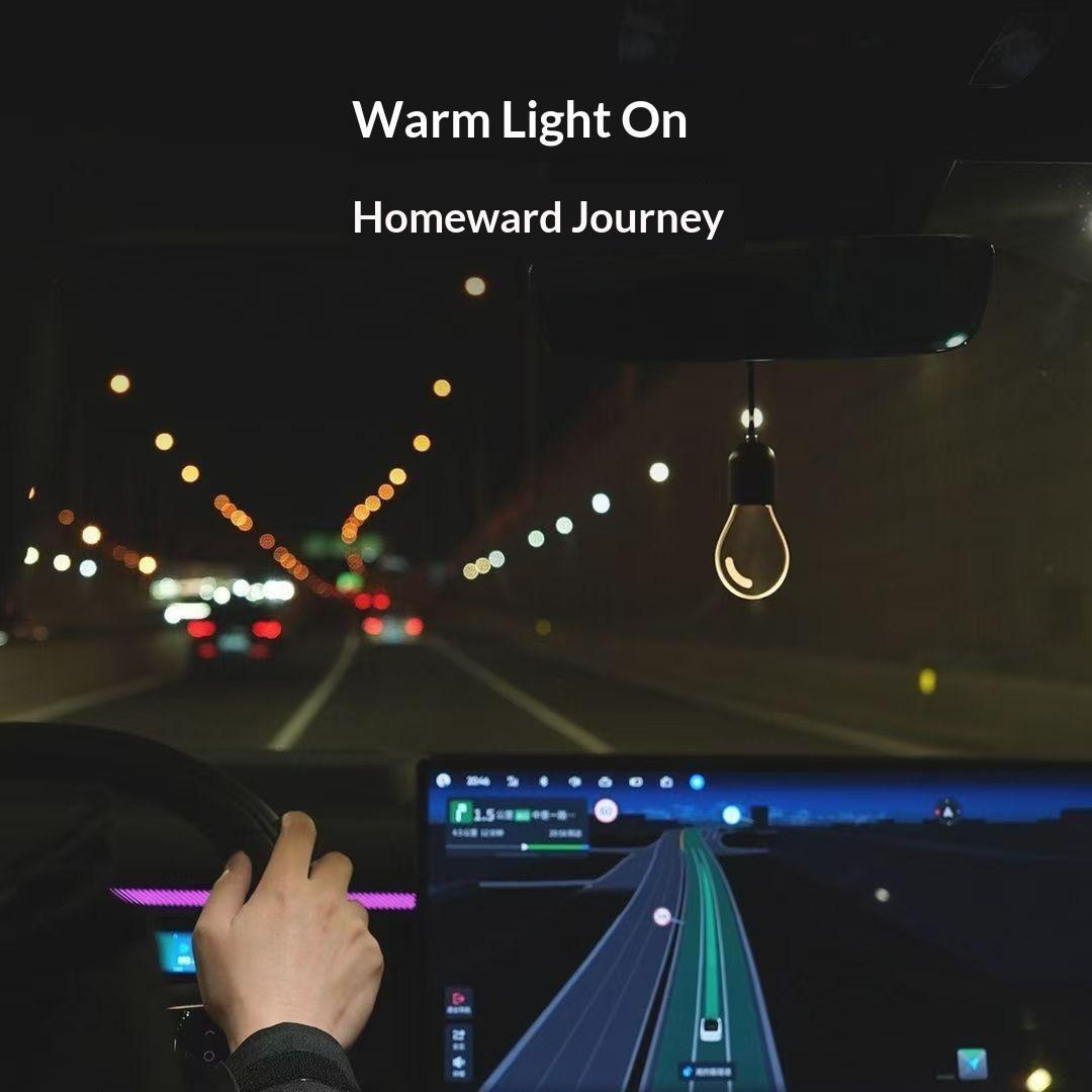 Romantic Car Hanging LED Bulb Light USB Powered Warm White Cozy Ambient Lamp for Car Interior Rear View Mirror Decor Love Atmosphere Night Light Perfect Valentine’s Day Gift