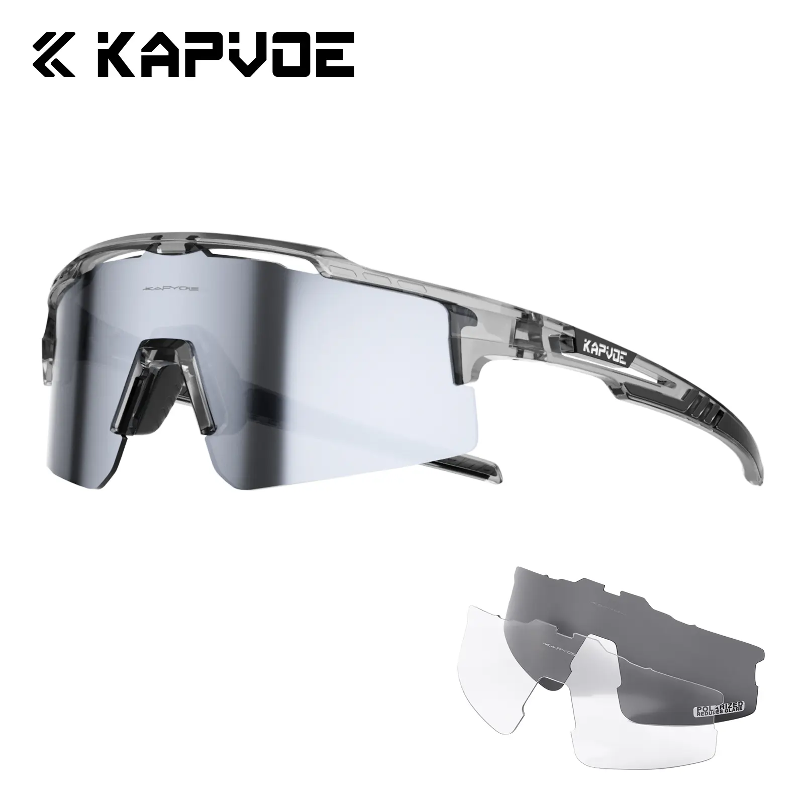 Kapvoe Bike Safety Glasses for Men & Women - TR90 Windproof Frame, Adjustable Nose Pad, UV400 Polycarbonate PC Lenses for MTB, Running