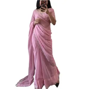 Handwork -to-Wear Saree Set  Effortless elegance at your fingertips! This ready-to-wear saree set comes pre-stitched for a perfect fit, so you can drape and dazzle instantly. Lightweight, stylish, and perfect for weddings, parties.