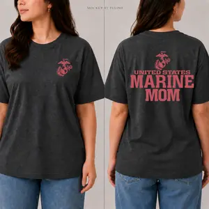 US Marine Corps Mom Shirt, Minimalist Marine Mother-in-Law Tee, Proud USMC Family Gift for Memorial Day May 25th, Military Aesthetic Momma T-Shirt