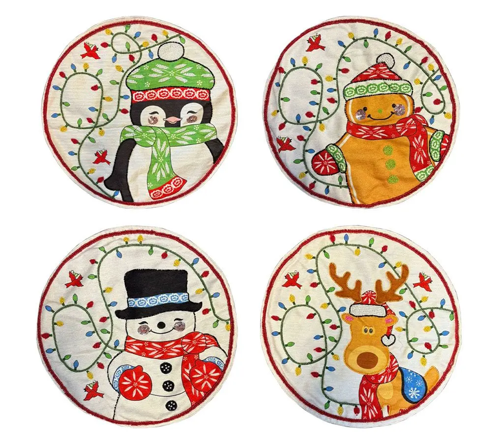 Temp-tations Holiday S/4 14" Placemats with Beaded Embellishments Temp-tations Holiday S/4 14" Placemats with Beaded Embellishments