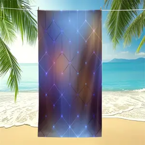 1Pcs Futuristic Neon Grid Printed Beach Towel, Soft Microfiber Sand-Free Quick-Dry Absorbent Towel, Stylish Printed Beach Accessories, Perfect for Travel Vacation, Swimming Pool, Camping, Gym, Beach Trips, Adult Gift