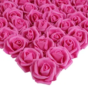 Diy Simulation Artificial Foam Rose Headless, Used for Wedding Party 200pcs Decor Decorative Decoration Ornaments Flower Pink Fruit Plants Wall Vase