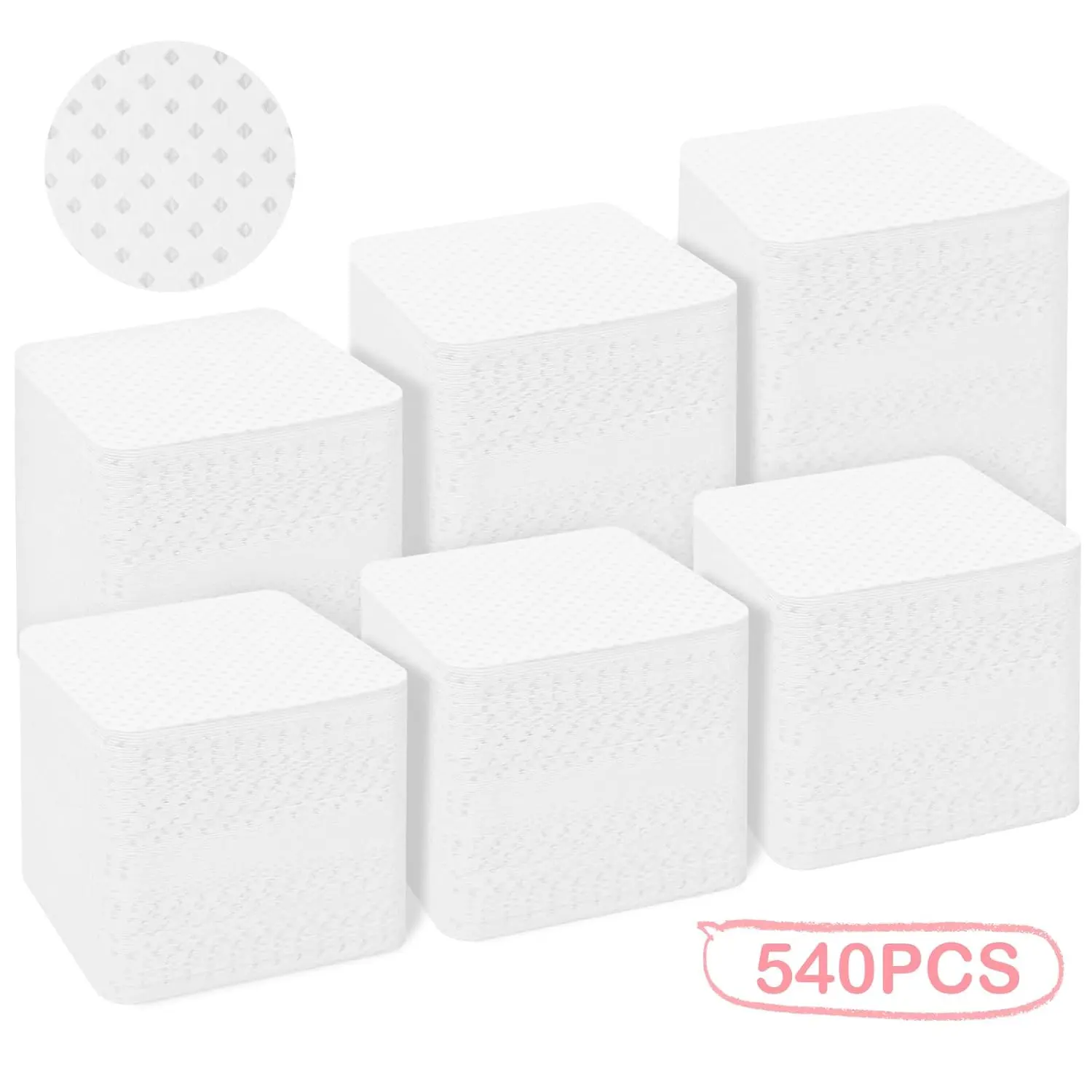 Nail Polish Remover, Lint Free Nail Wipes 540PCS Acetone Nail Polish Remover Wipes, Super Absorbent Soft Nail Wipes for Fingernail Polish Remover and Eyelash Extension Wipes(Dry Pads)