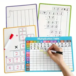 Dry Erase Multiplication and Division Board Dual-Sided Practice Whiteboard, Includes 2x1 and 2x2 Number Tables, Ideal for Home School Classroom