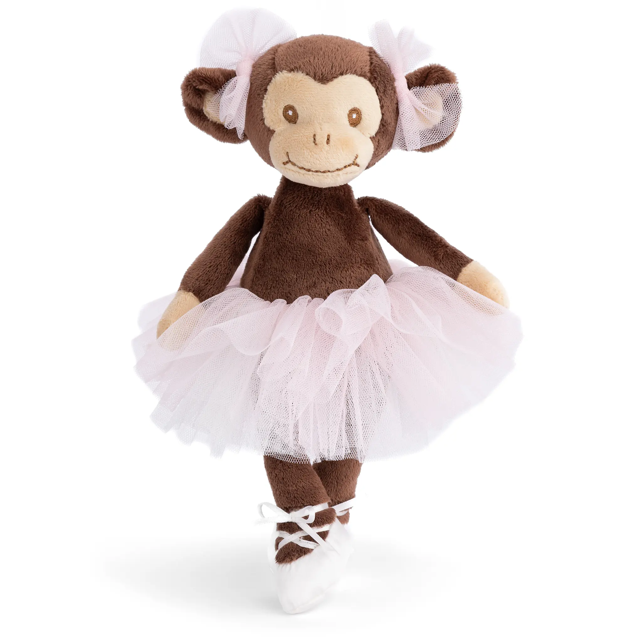 Bukowski Bears Sweet Missy 10-Inch Soft Fabric Unisex Ballerina Stuffed Animal Toy, Monkey Doll with Tutu for Kids