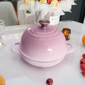 High quality enamel cast iron Dutch pot with lid enamel pot, non stick pot, bread oven set for baking sour bread, suitable for frying, baking, stir frying, stewing, etc., essential for homemade bread, ideal perfect gift, 5 quarts