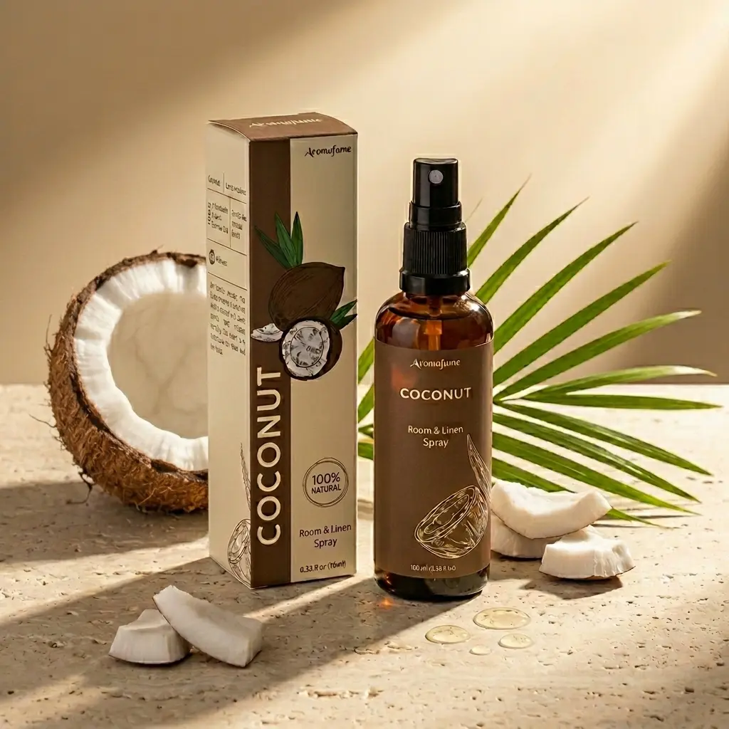 Coconut Room, Linen & Pillow Spray by Aromafume | 100ml/3.38 fl oz | with Pure Coconut Essential Oil | Aromatherapy Spray for Relaxation, Sleep & Stress Relief | Mist for Bedding, Fabrics