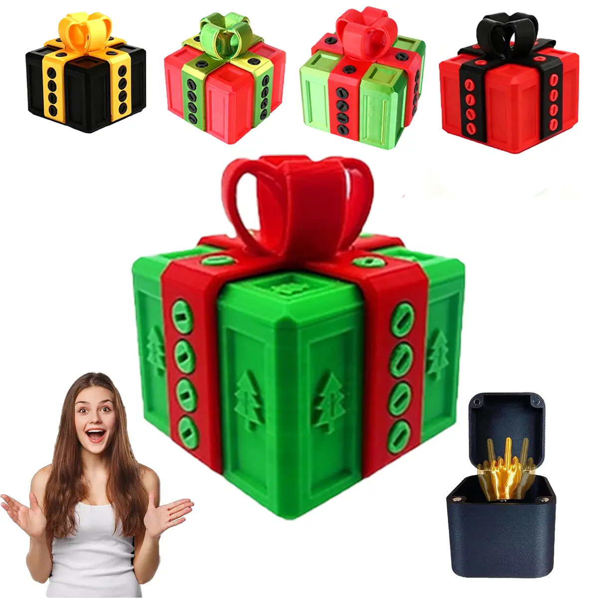 The Annoying Present,Annoying Gift Box with 3D Printed Screws & Pop Up Finger Surprise,Perfect for Birthdays,Office White Elephant  Gifts & Halloween Christmas