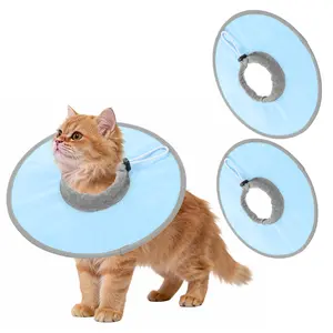 PETAXCELL Elizabethan Collar, 2pcs Cat Cone Collar Pet Cones Cat Recovery Neck Donut Waterproof Adjustable Soft(Polyester, M/L,Blue) for Cats Small Dogs after Protective