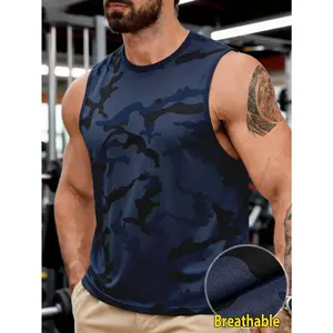 Men's Camouflage Mesh Vest T-Shirt, Breathable Lightweight Camouflage Fabric, Soft and Comfortable, Ideal for Sports, Fitness, Running and Daily Casual Activities
