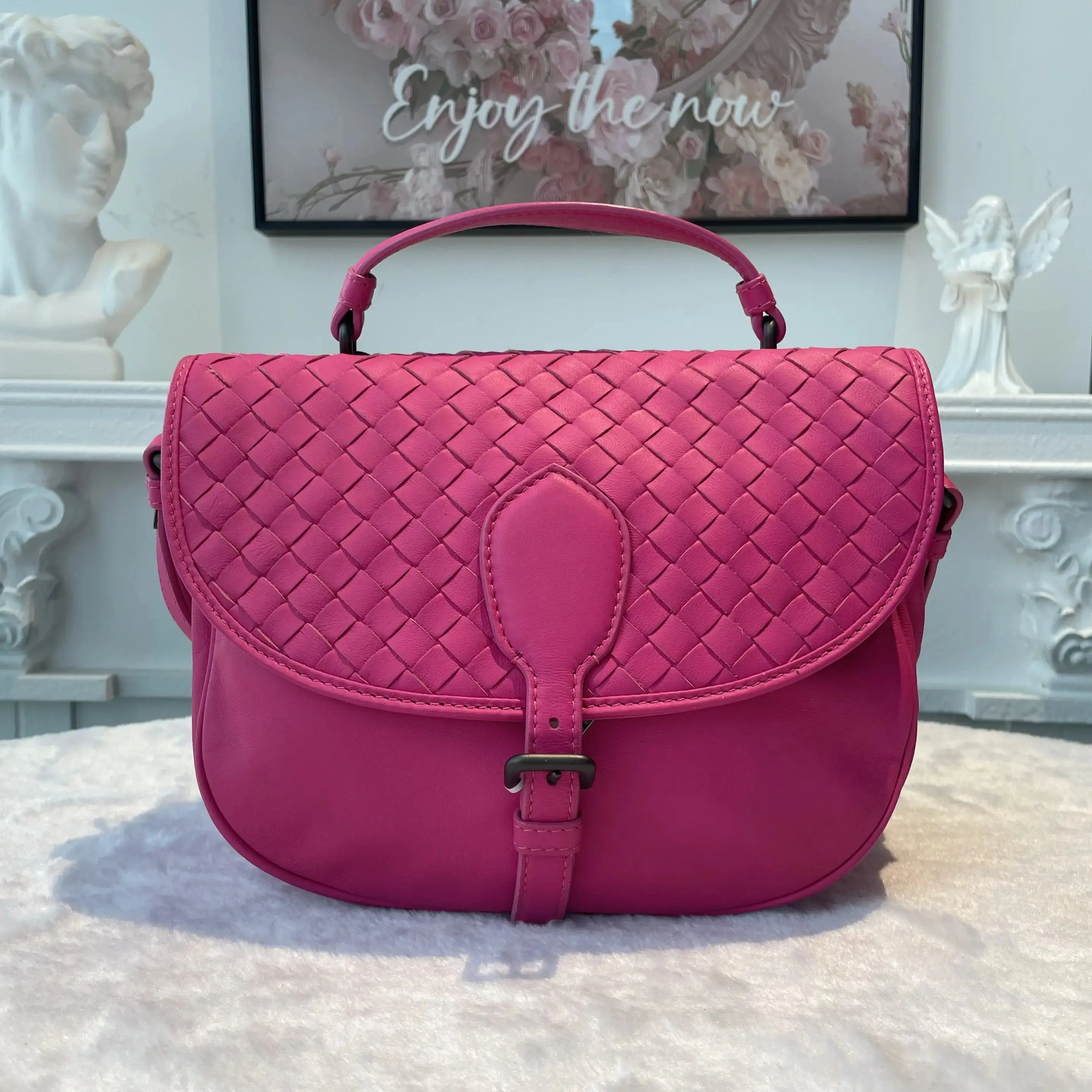 Pre-owned BOTTEGA VENETA Intrecciato Shoulder Bags BJ1109904032 Pink Two Way Saddle Bag