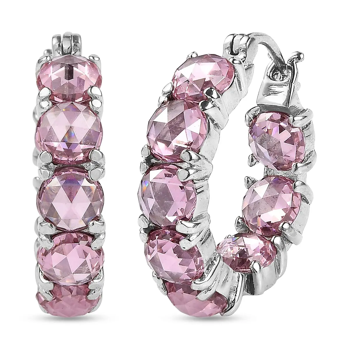 EverTrue Simulated Pink Diamond Earrings in Stainless Steel 19.20 ctw