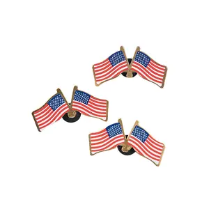 1 1/2" Bulk 72 Pc. Double American Flag Patriotic Metal Pins