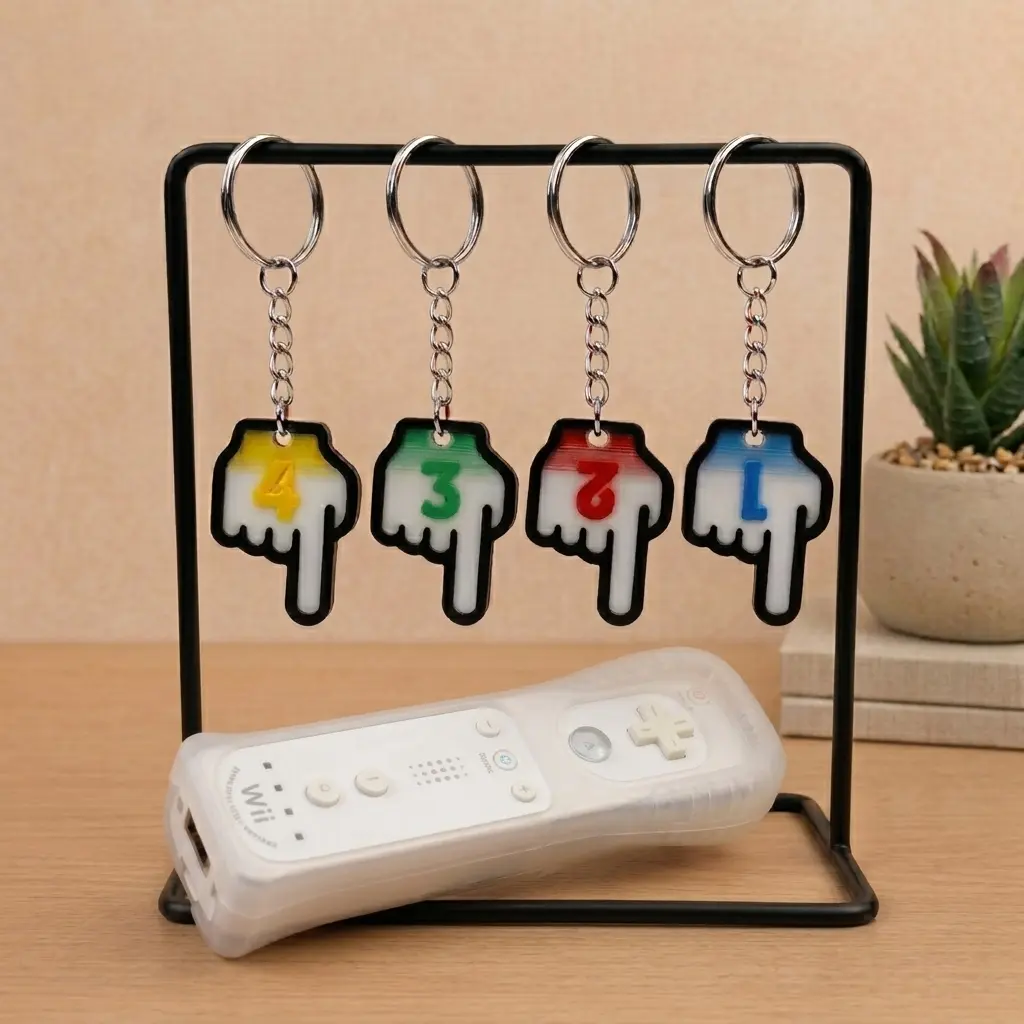 Wii Cursor Keychain Set, Player 1 2 3 4 Hand Pointer Keyring, Nostalgic Gamer Gift, Retro Video Game Accessories, 2000s Nostalgia Merch