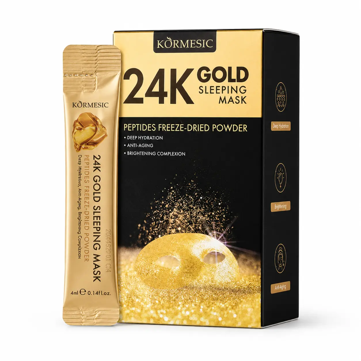 24K Gold Peptide Overnight Sleeping Mask, 20 x 4 mL Individual Sachets, Creamy Leave-On Facial Mask, Helps Moisturize and Smooth the Look of Skin for a Soft, Fresh-Looking Evening Skincare Finish