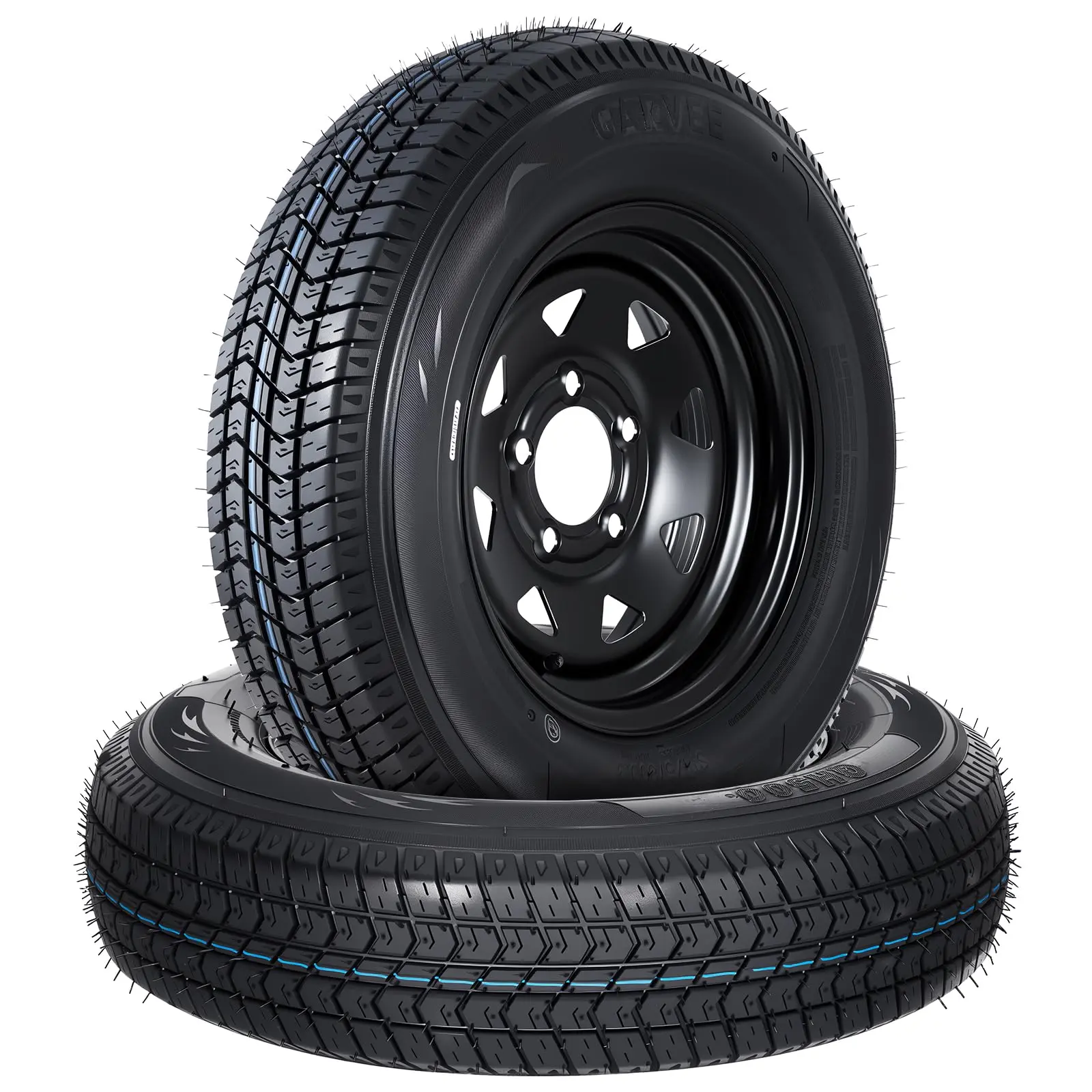 Gaomon 2-Pack 6-Ply ST175/80D13 Bias Ply Trailer Tires with 13x4.5 in Steel Rims, 1360 LBS Load Capacity, 5-Lug on 4.5 in Bolt Pattern, Heavy-Duty All-Weather Tires for Utility, Boat Trailers