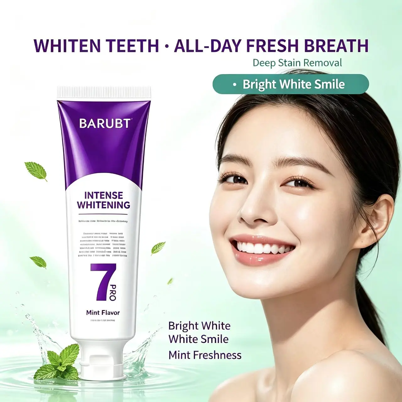 Purple Teeth Whitening Foaming Toothpaste, Coffee Stain & Yellow Teeth Remover, Mint Fresh Breath Paste for Sensitive Gums, Enamel-Friendly Oral Care for Adults