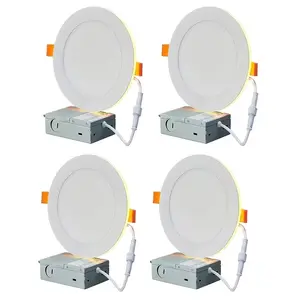 4 Ultra-thin 6" LED Ceiling Light with Night Light | 5 Color Temperature Adjustable, High Brightness Recessed Installation, Brushed FinishAluminum Housing E26 Base Hardwired Suitable for Modern Interior Decoration lights lamp lights for bedroom lamps lamp