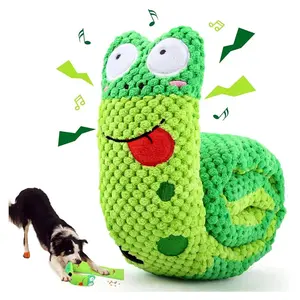 Dog educational feeding toy, indestructible plush sound toy, suitable for chew-resistant foldable snail-shaped dog toy, pet supplies