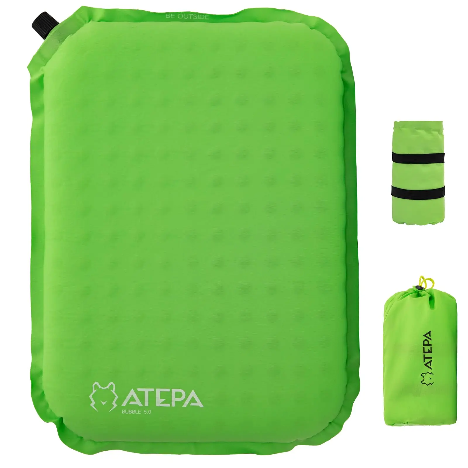 ATEPA Inflatable Seat Cushion Lightweight Self-Inflating Memory Foam Seat Cushion for Stadium Camping, Bleachers, Airplane Travel, Waterproof Portable Seat Cushion Chair Pad