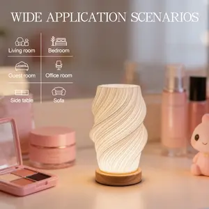 Modern Simple 3D Printed Table Lamp, Line Control Switch Three Color LED Lamp, USB Powered, Perfect for Student Study Room Bedroom Bedside Reading Bar Atmosphere Light, Modern Nightstand Lamps