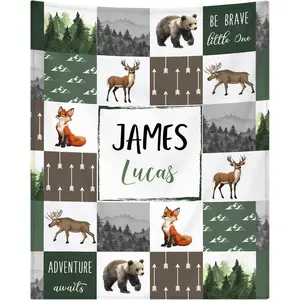 Personalized Baby Blanket - Custom Baby Blanket for Boys with Name for Kids Personalized Baby Boy Gift for Christmas Birthday Baby Shower Customized Blanket for Newborn Toddlers Stroller Blanket