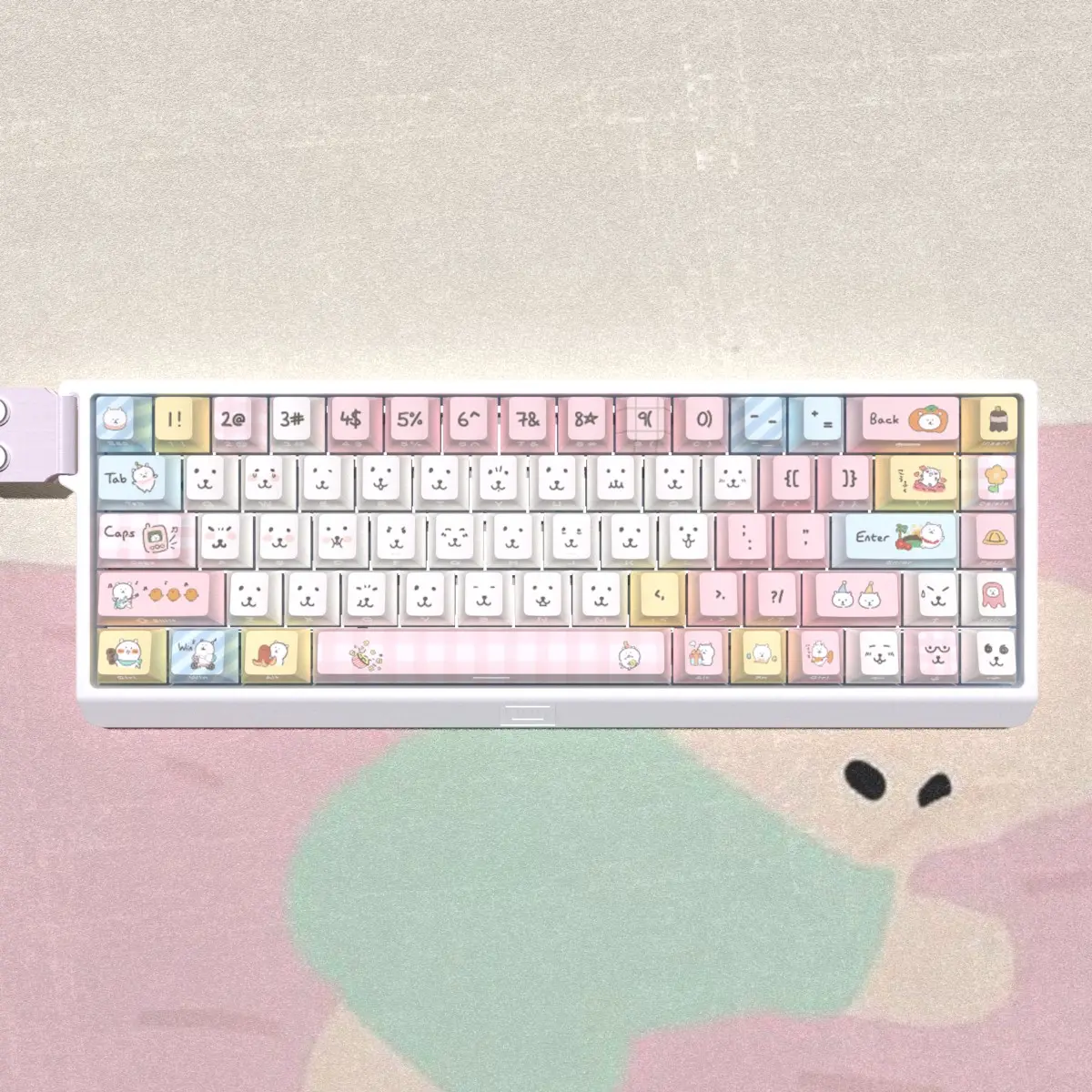 135-Key Self-Deprecating Bear Pbt Keycaps, Cherry Style Side-Etched Semi-Transparent, Dye Sublimation, Compatible with Mx Axes, Keyboard Models 61/64/68/87/96/104/108