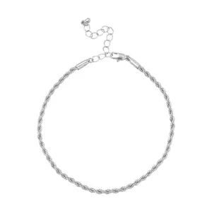 Arria Premium White Gold Tone 3mm Rope Chain Anklet