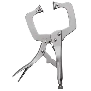 11 Inch Locking C-Clamp with Swivel Pads, Wide Mouth Welding Locking Pliers, C-Type Vise Grip Tools